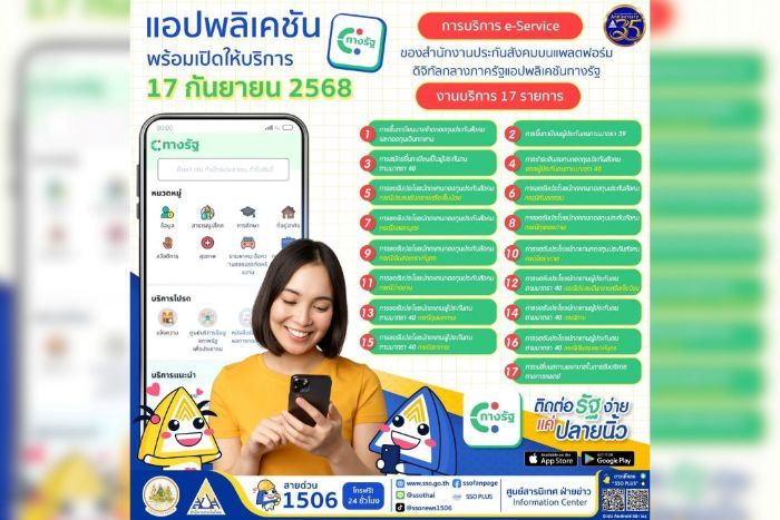 แอปพลิเคชัน “ทางรัฐ” ยกระดับการบริการเพื่อผู้ประกันตน